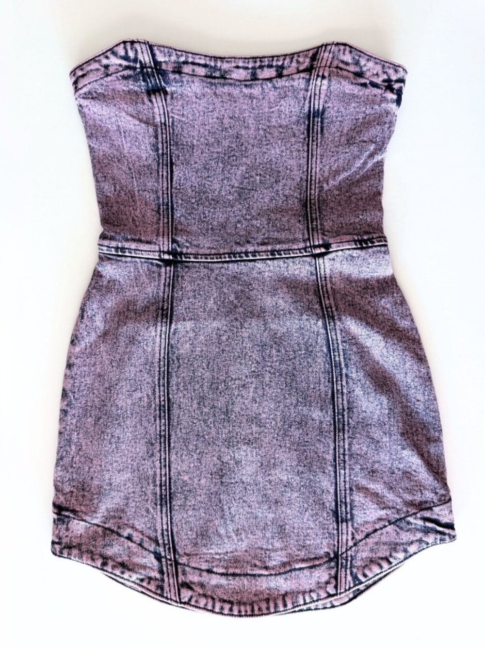 Amanda Uprichard Joss Dress Pink Acid Denim Mini NWT Strapless - Picture 5 of 9